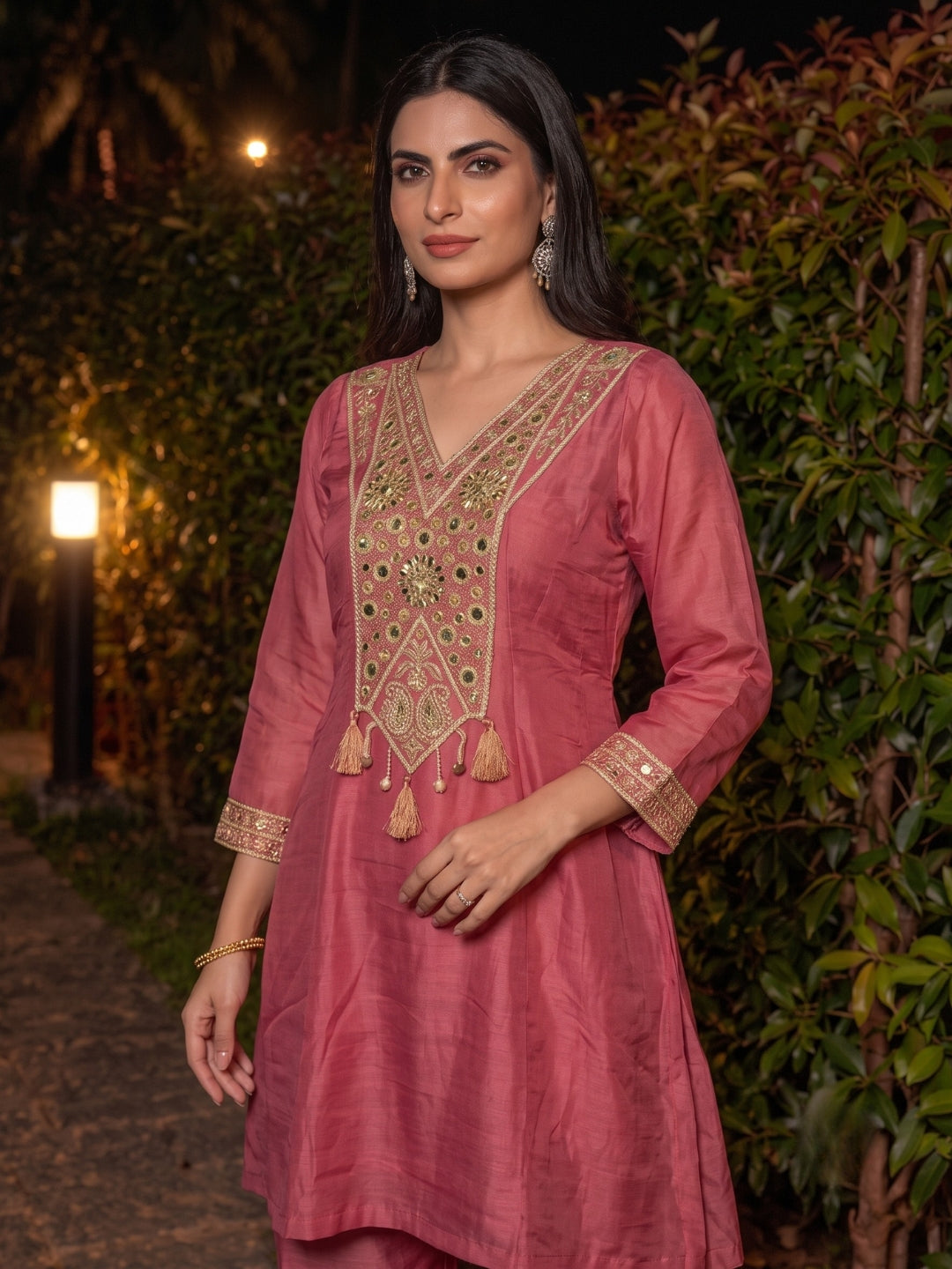 Tisca Rosewood Full Work Festive Suit Set