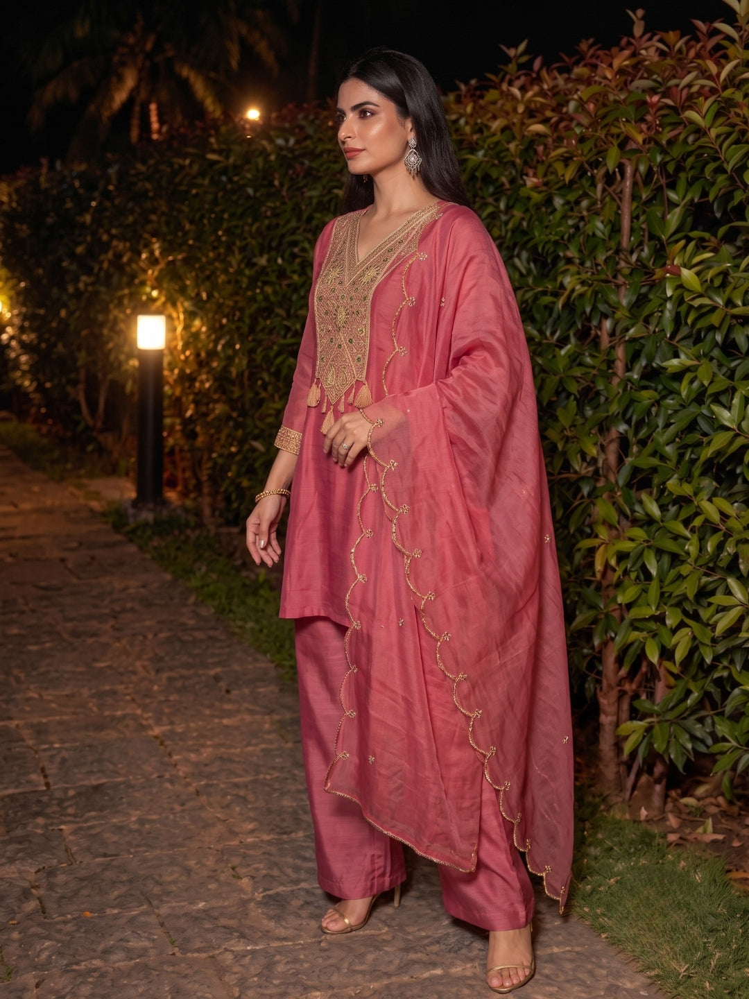 Tisca Rosewood Full Work Festive Suit Set
