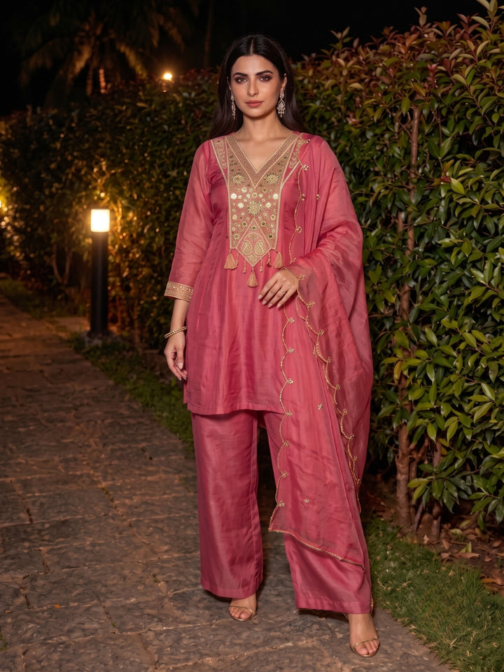 Tisca Rosewood Full Work Festive Suit Set