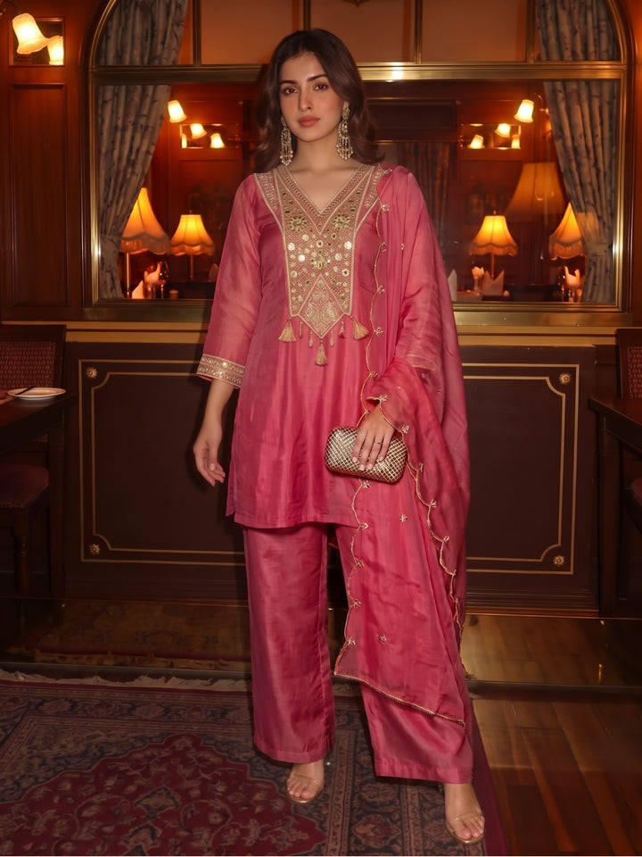 Tisca Rosewood Full Work Festive Suit Set