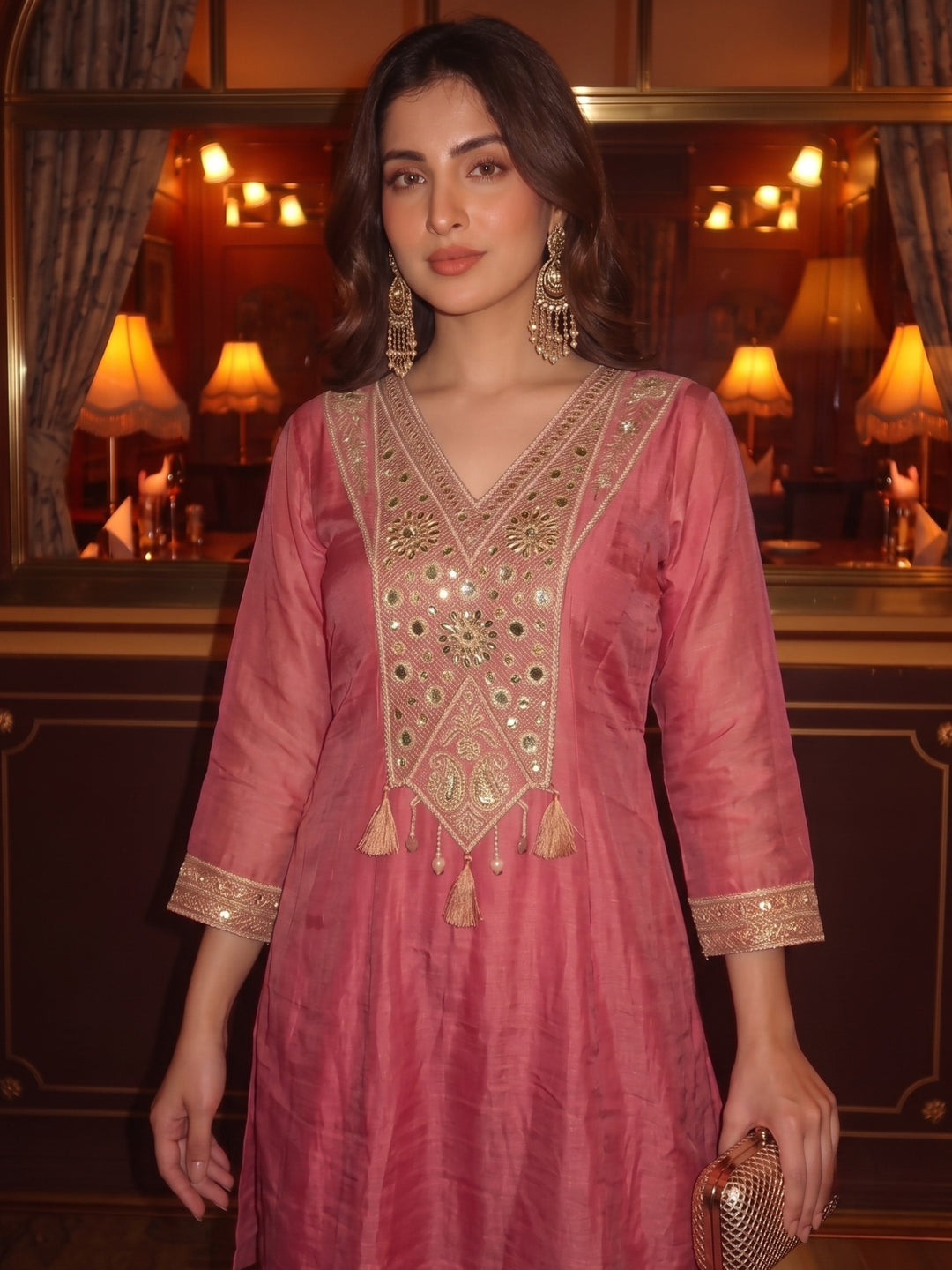 Tisca Rosewood Full Work Festive Suit Set