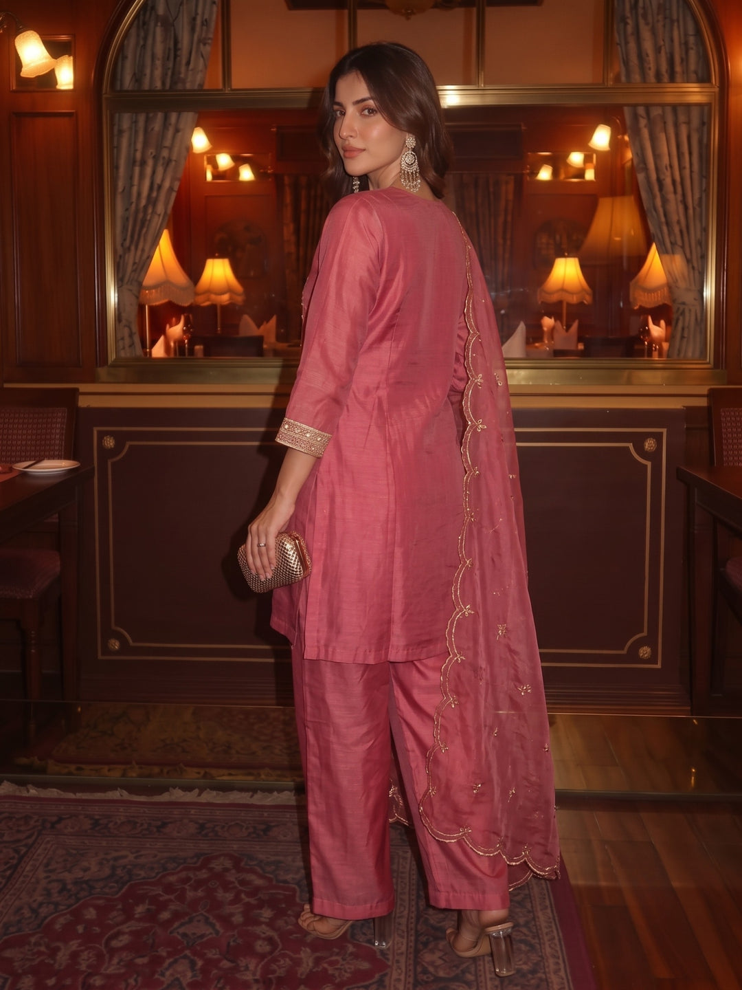 Tisca Rosewood Full Work Festive Suit Set