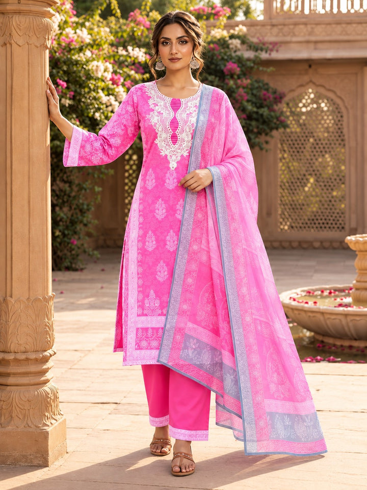 Tridhara Rose Cotton suit set