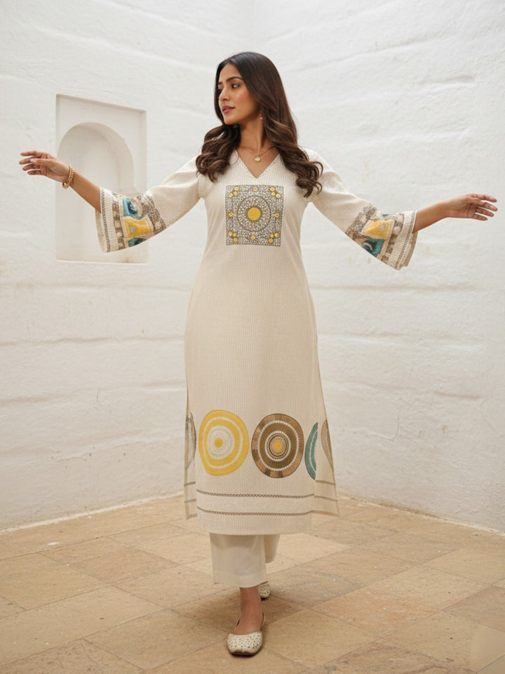 Virosh Pearl cotton kurta pant set