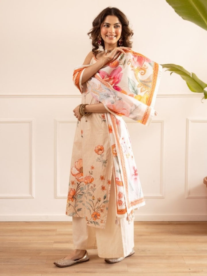 Kashvi Caramel Cotton Suit Set