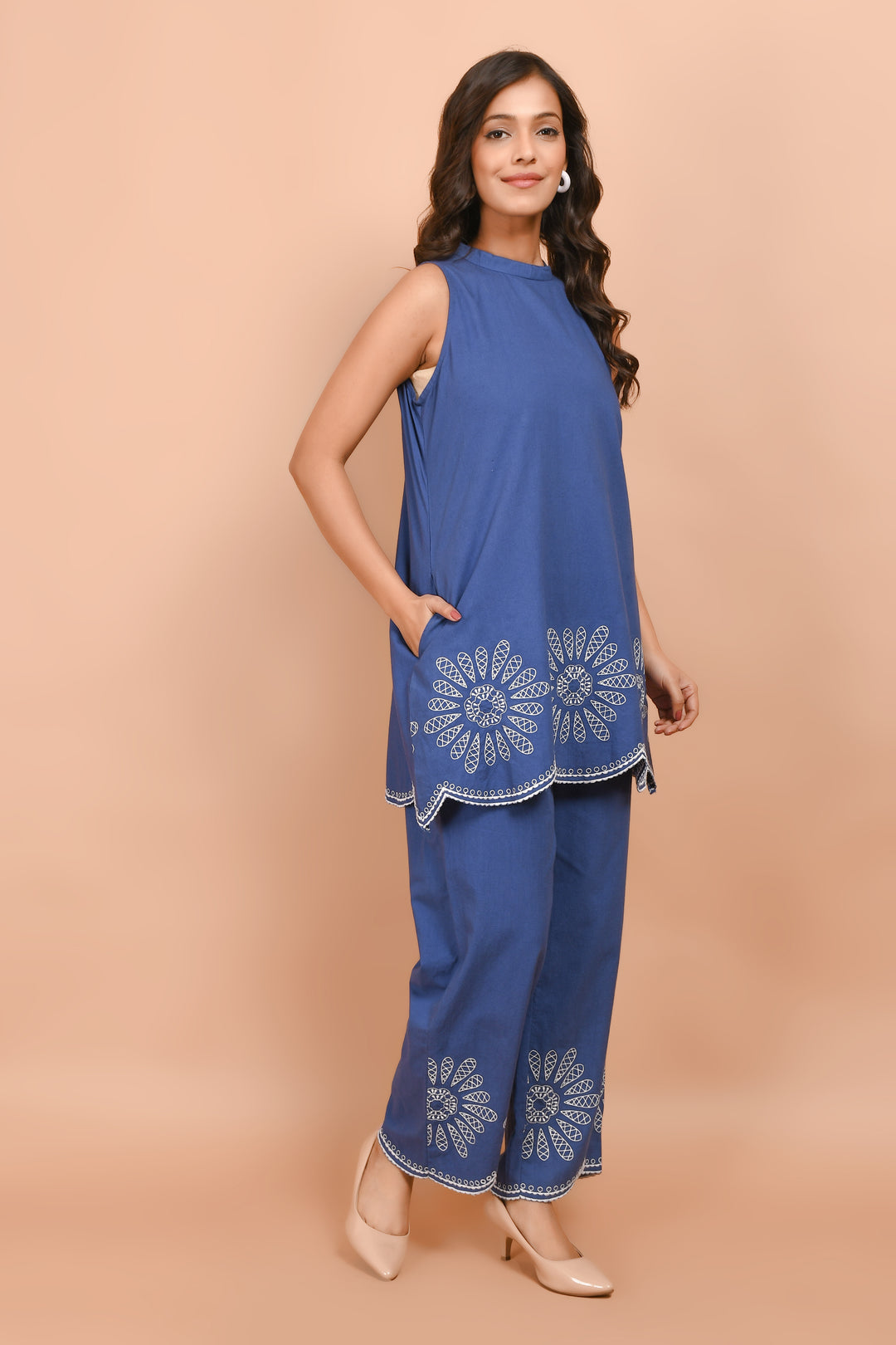 Pawan indi cotton embrodiery co-ord set