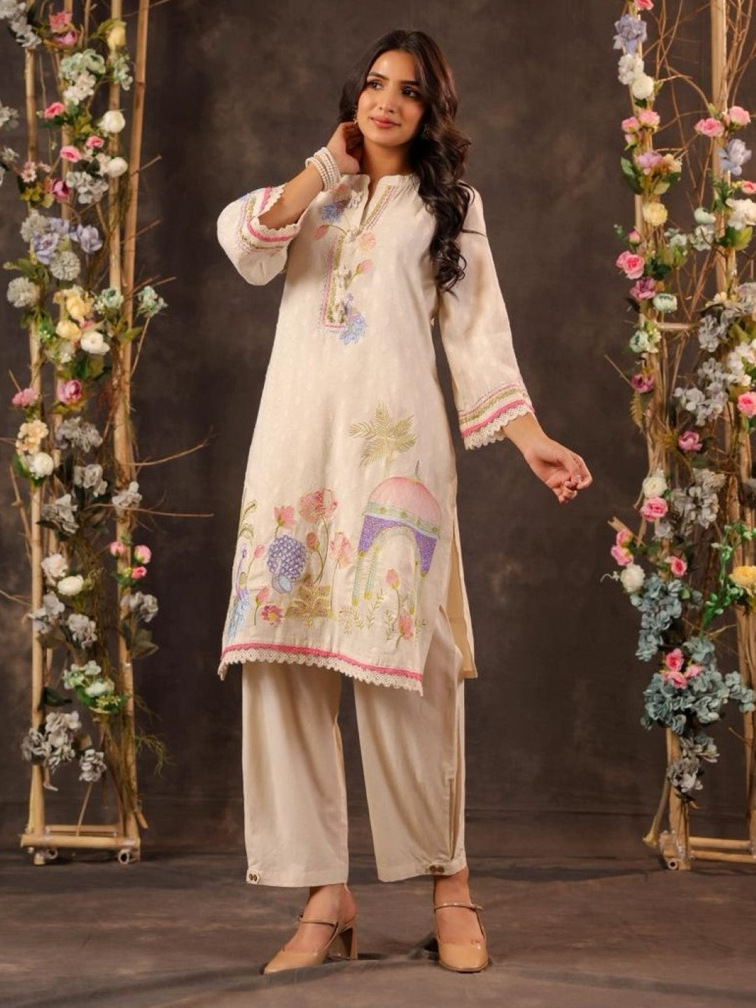 Dagdai Angel embroidery cotton co-ord set