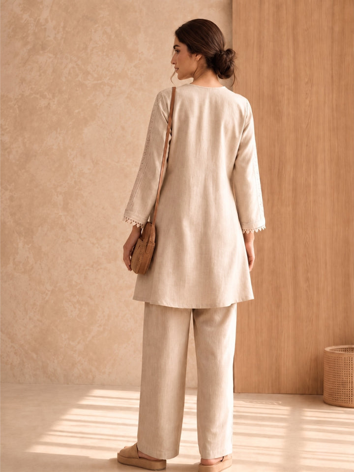 Sushi tan Embroidery Co-Ord set