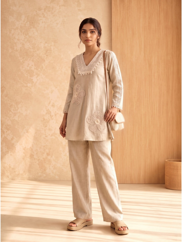 Sushi tan Embroidery Co-Ord set