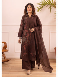 Karen chestnut embroidery cotton suit set