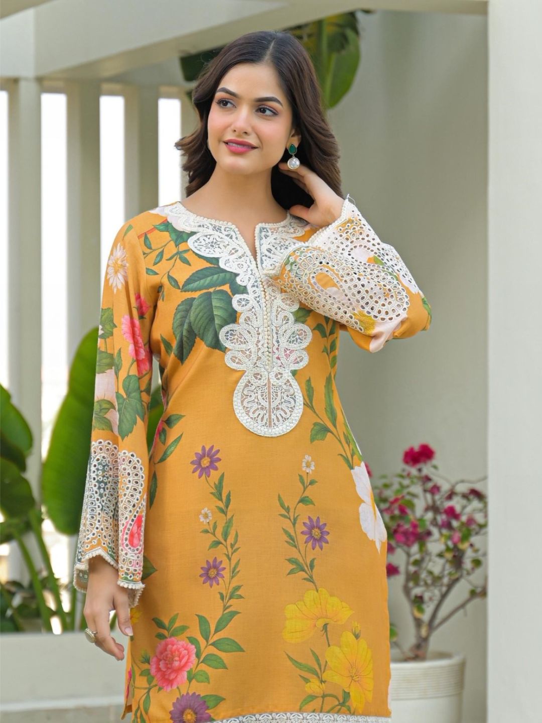 Dagdai canary printed suit set