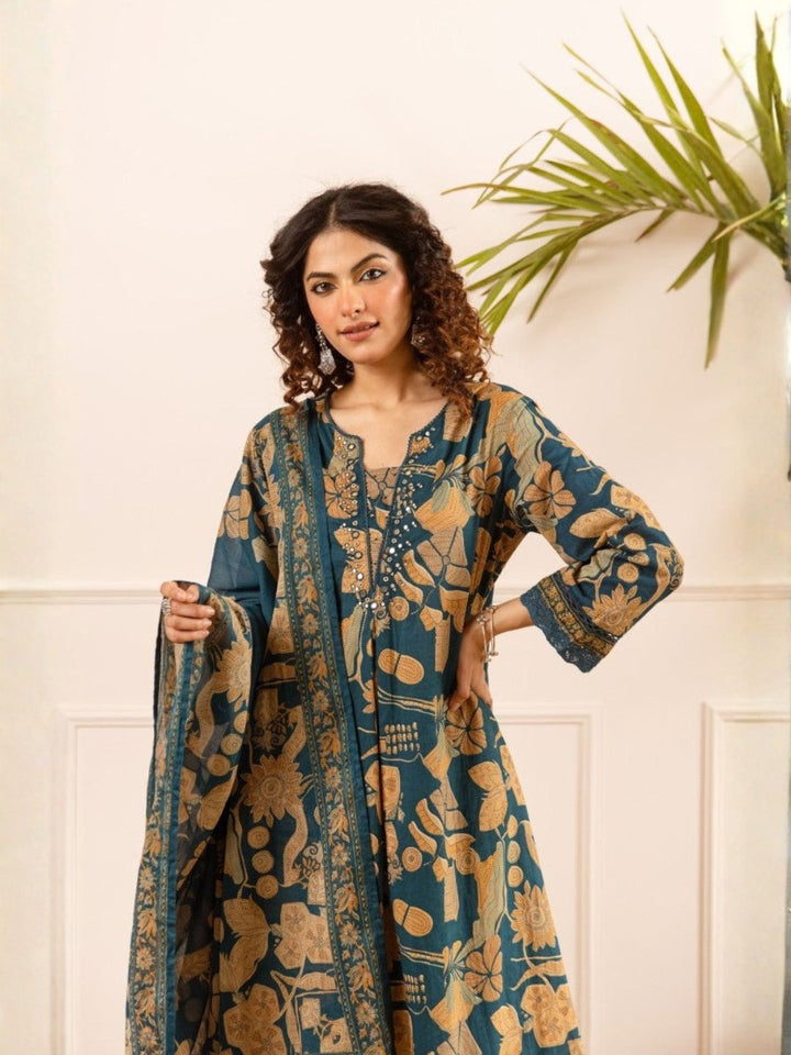 Karen sapphire cotton suit set