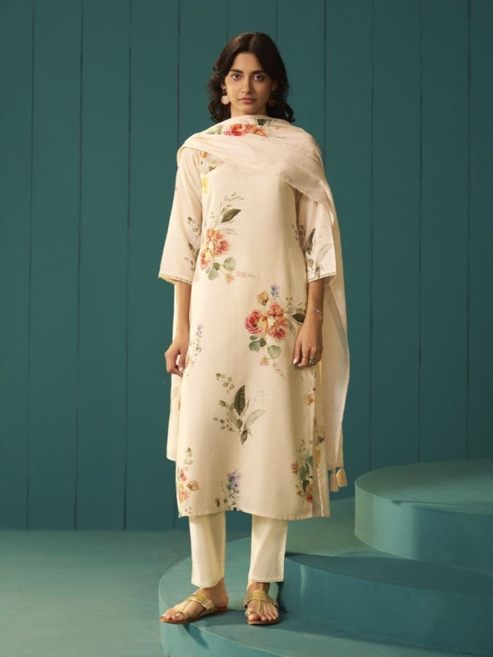 Itrh merino floral cotton linen suit set
