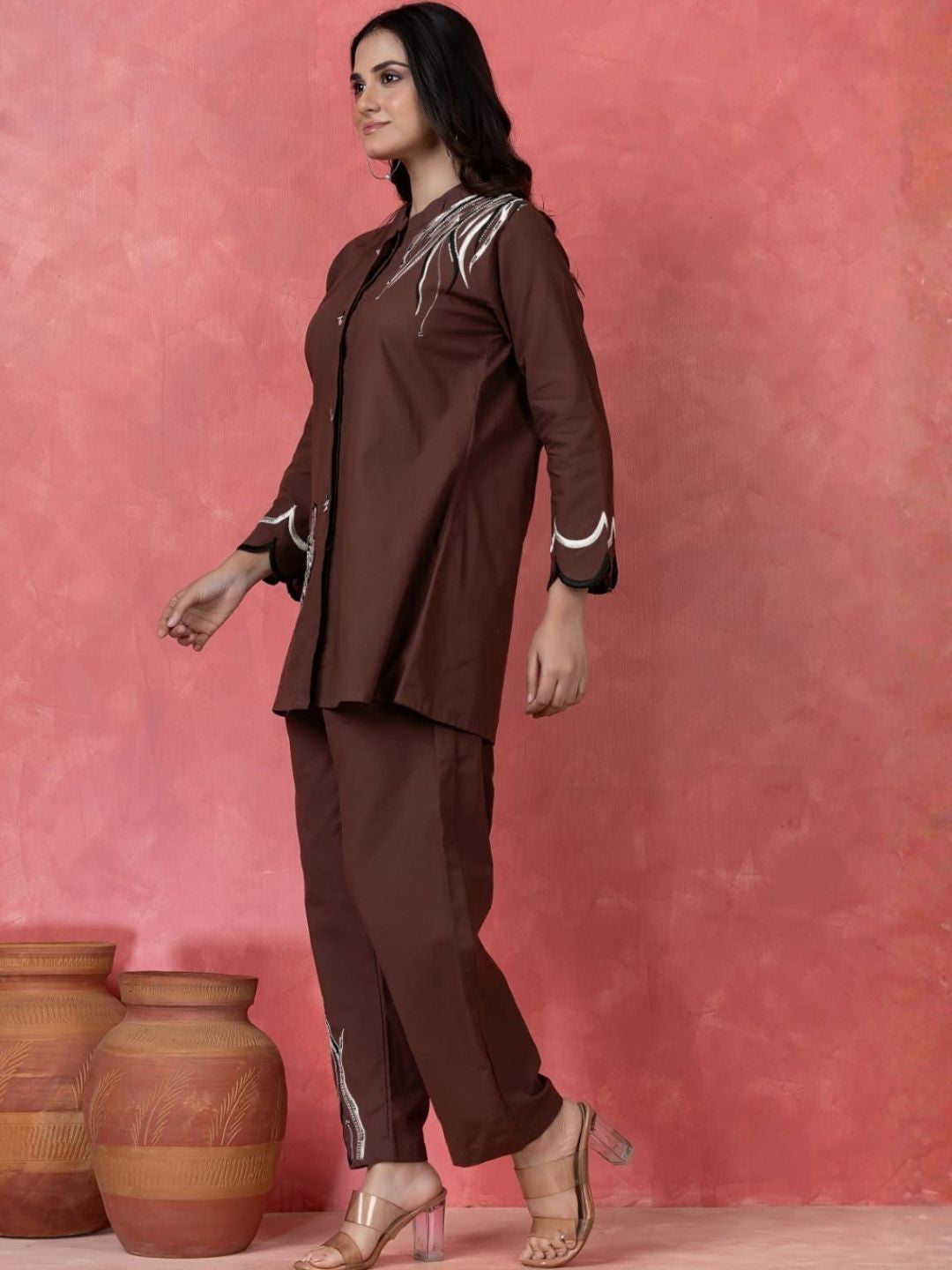 Gaur mulberry embroidery cotton co-ord set