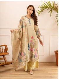 Mihika tan printed cotton suit set