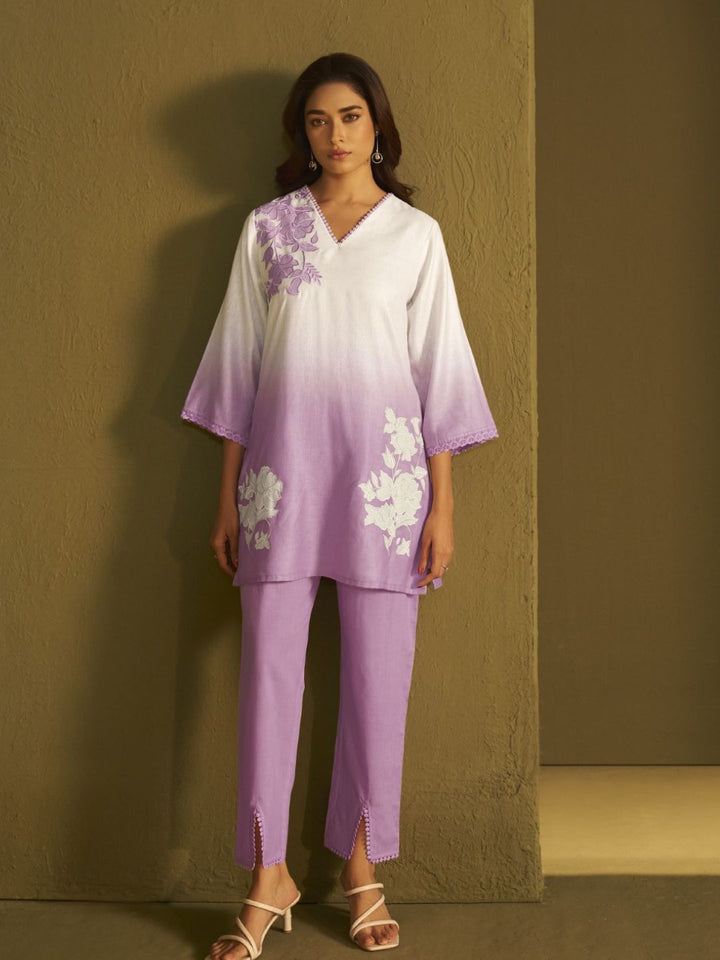 Itrh periwinkle applique co-ord set