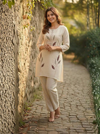 Prisha pecan embroidery cotton co-ord set