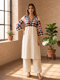Swades porcelain cotton kurta pant set