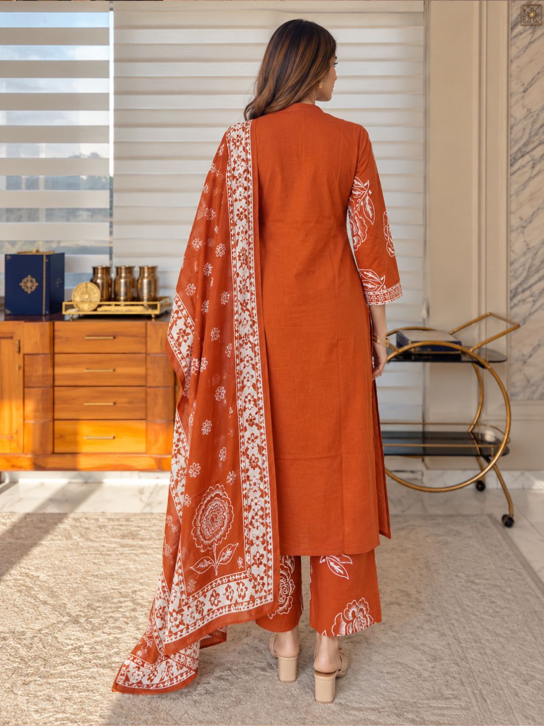 Vairagi Kesari Printed Work Suit Set