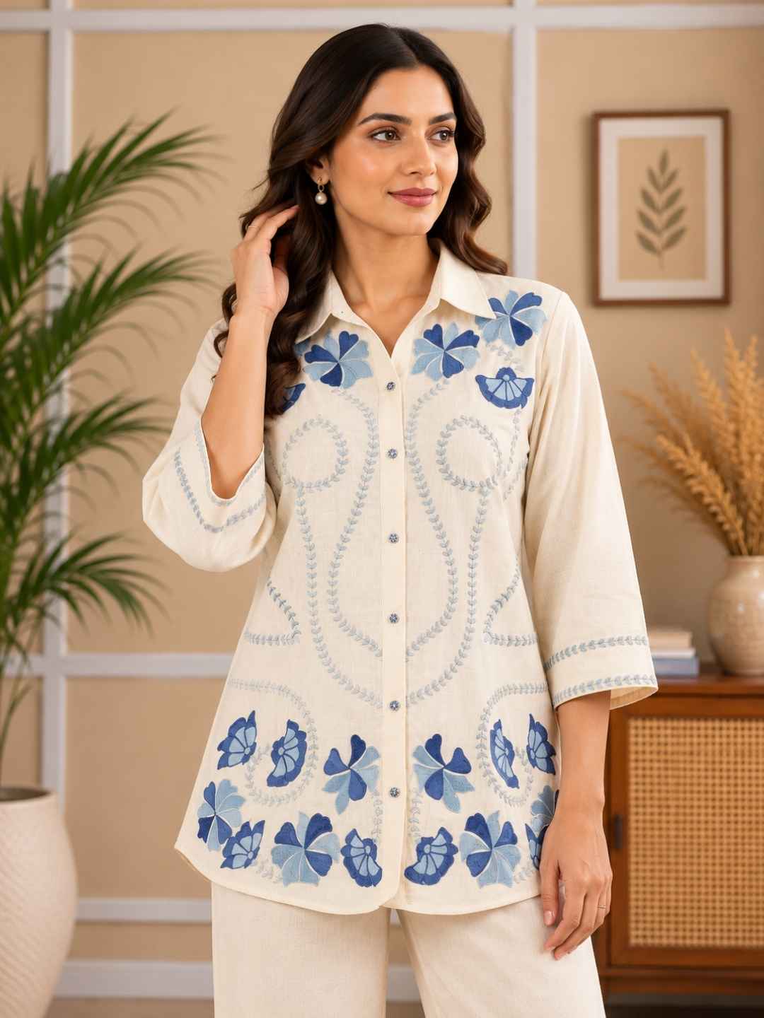 Viyona dove embroidery cotton cord set