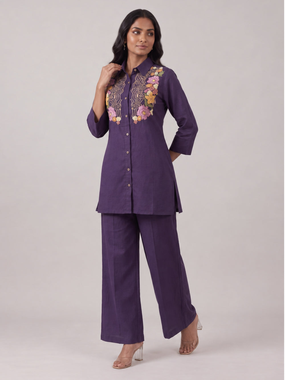 Viyona Iris Embroidery Cotton Co-Ord Set