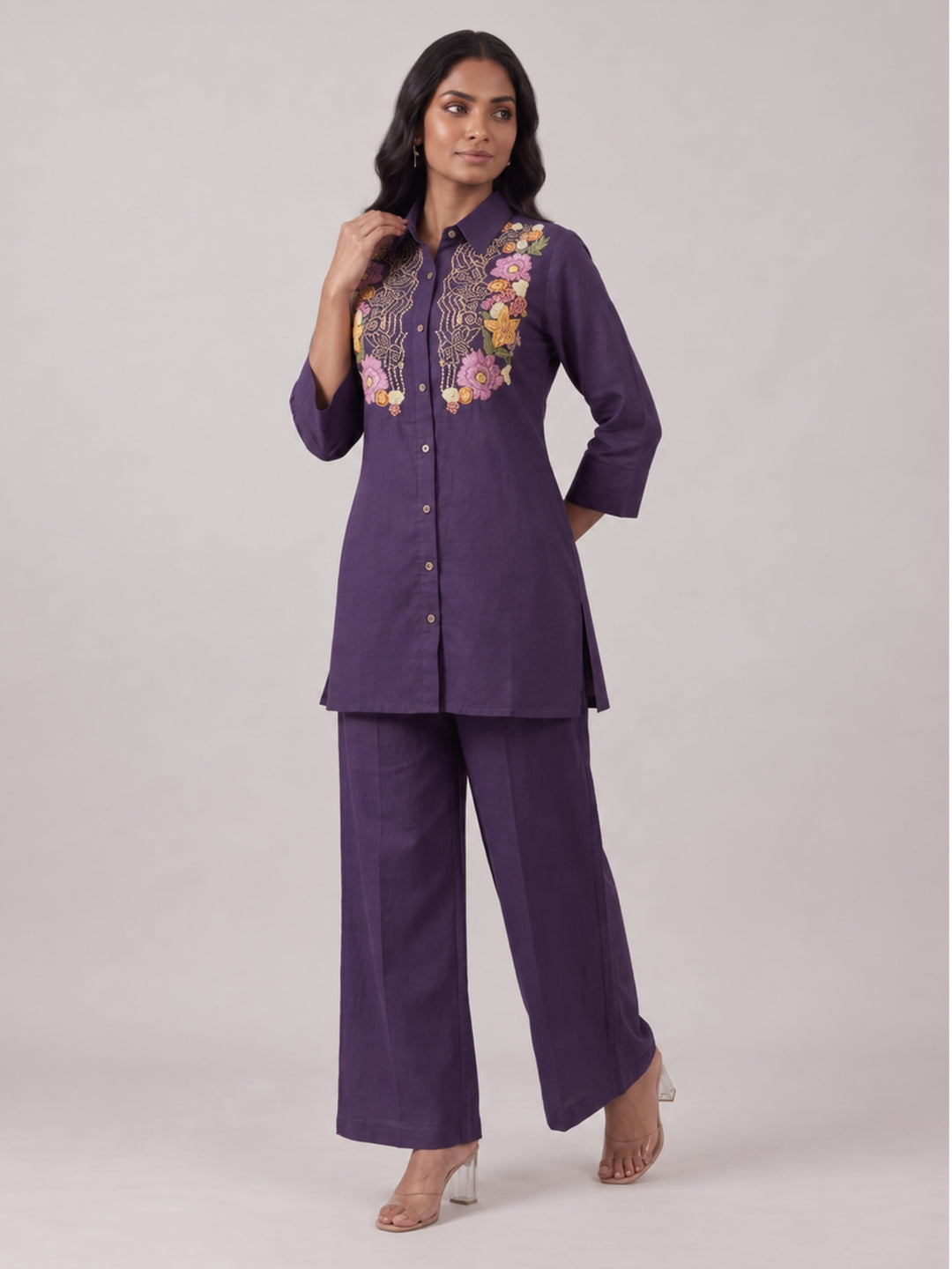 Viyona Iris Embroidery Cotton Co-Ord Set