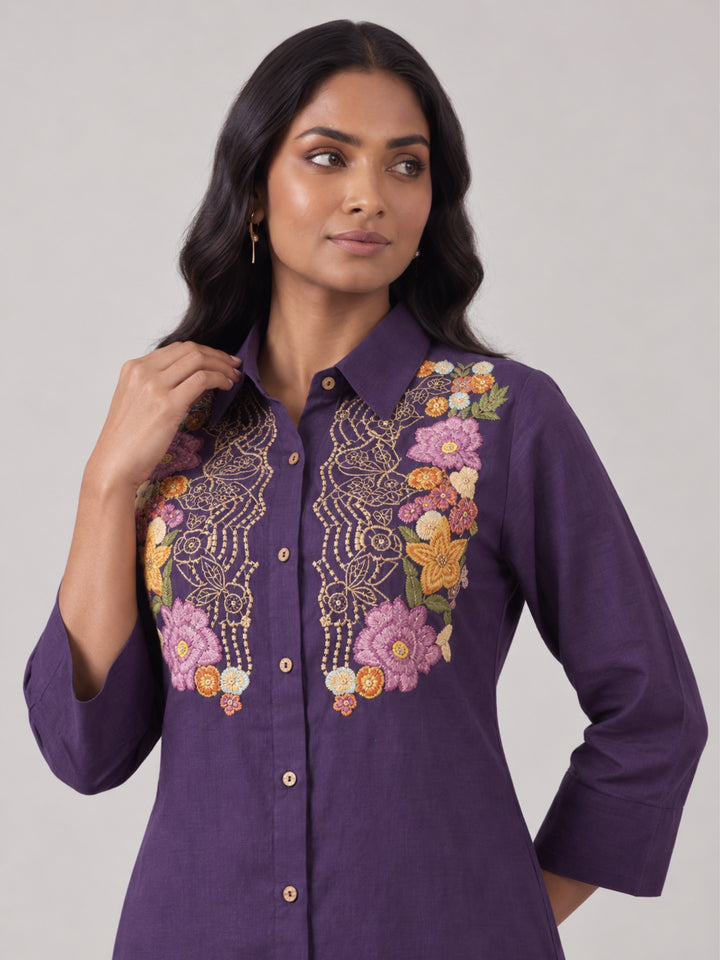 Viyona Iris Embroidery Cotton Co-Ord Set