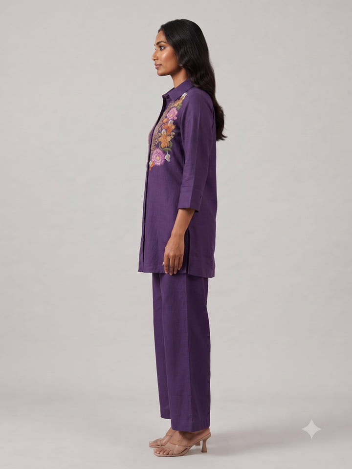 Viyona Iris Embroidery Cotton Co-Ord Set