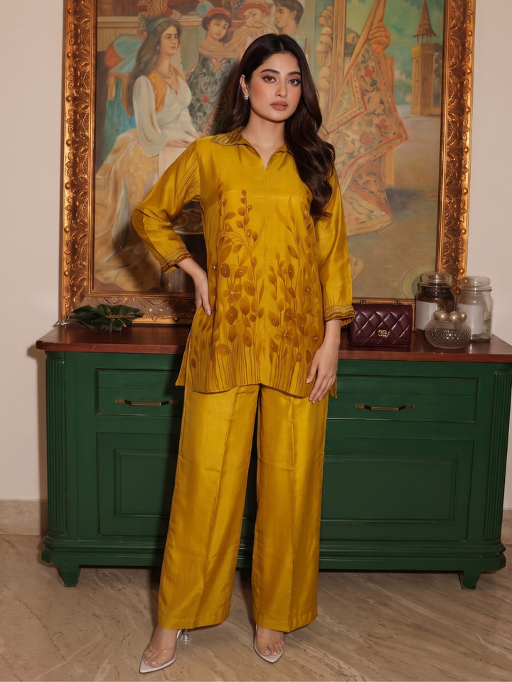 Vrinda Gold Printed Embroidered Co-Ord Set