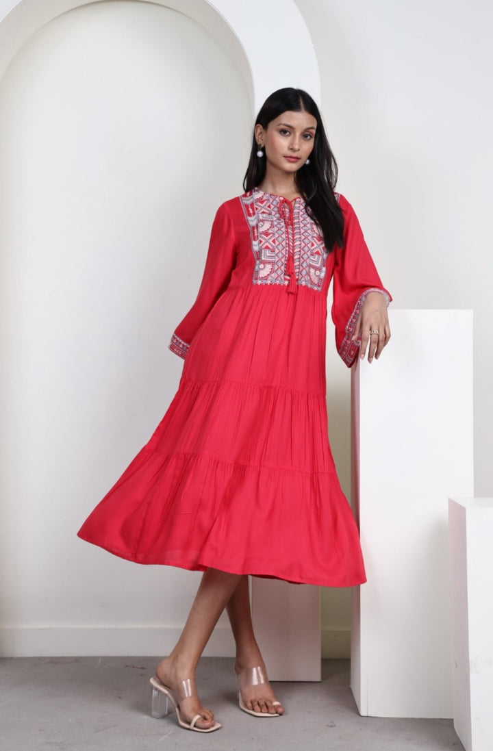 SORO RED COTTON DRESS