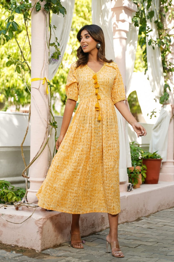 Jasraj Yellow Cotton Dress