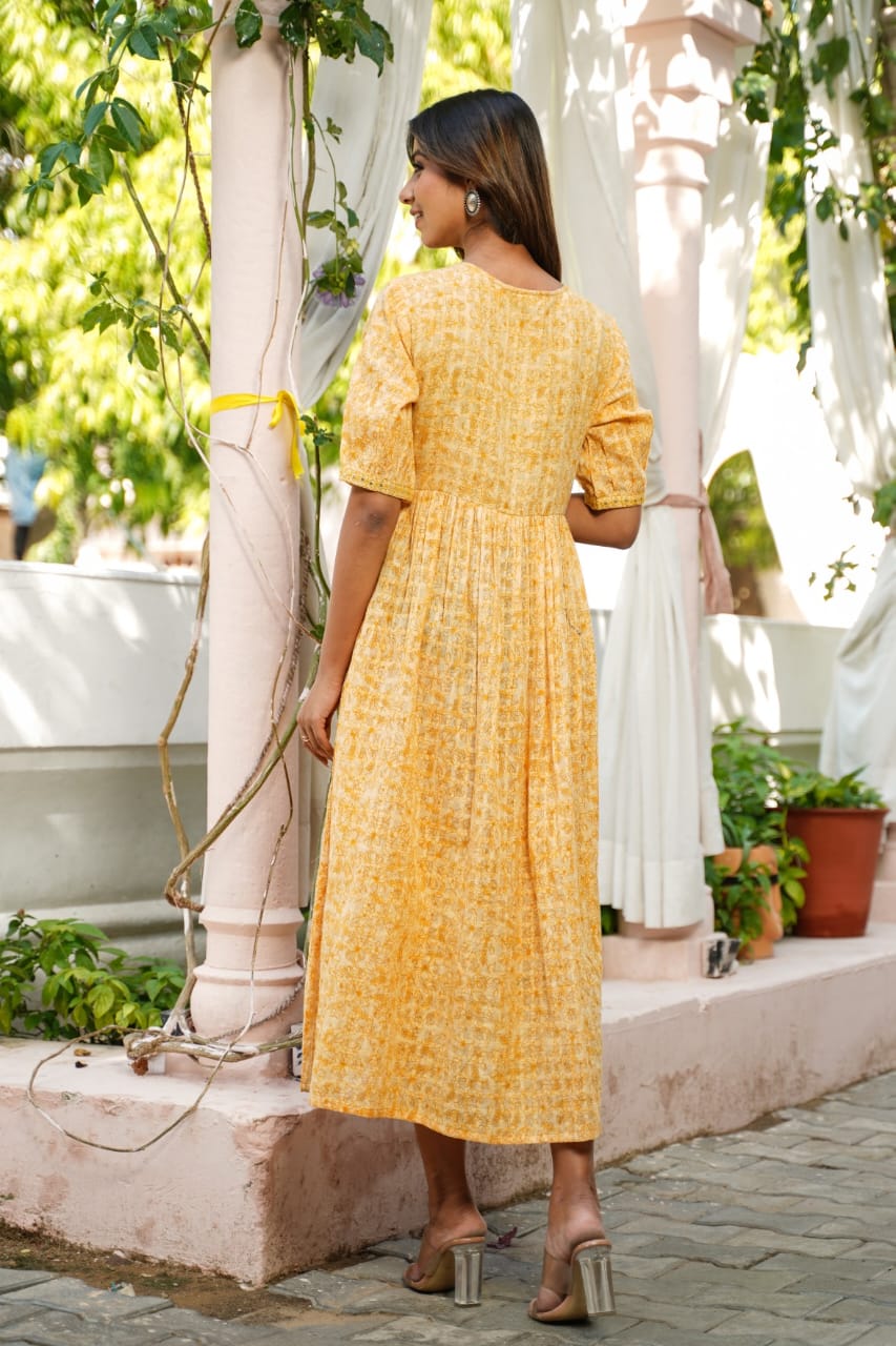Jasraj Yellow Cotton Dress