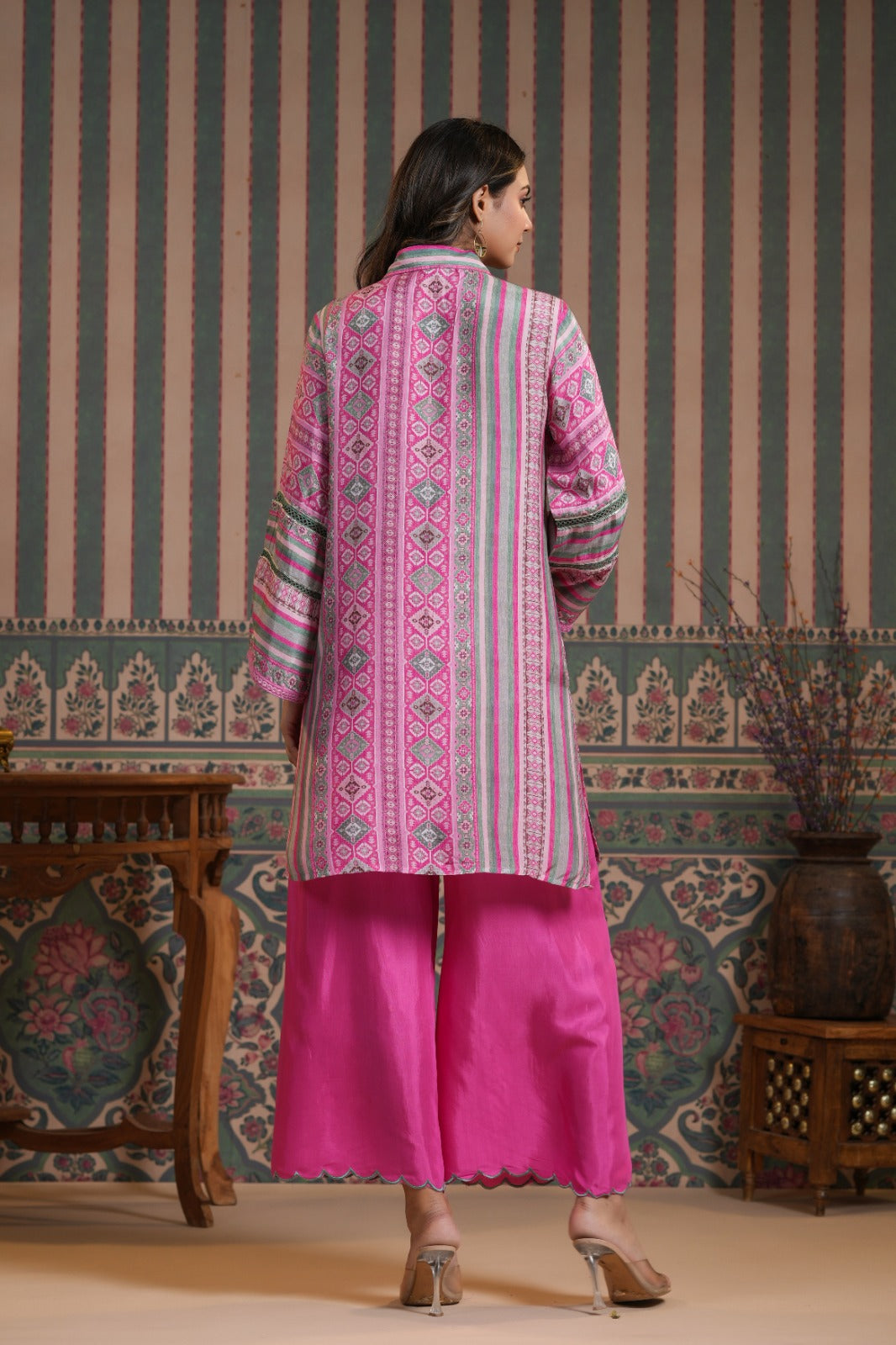 Vanitha Pink Muslin Printed Co-ord Set