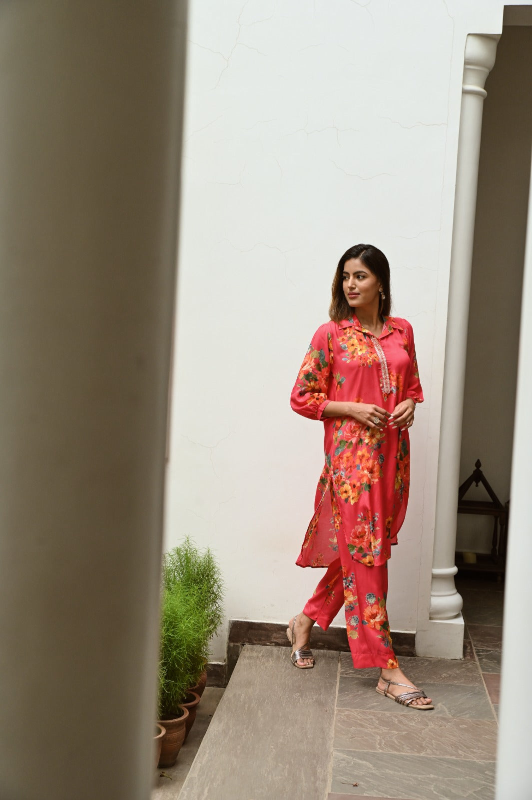 Pranjali Scarlet Muslin Digital Printed Work Co-ord Set