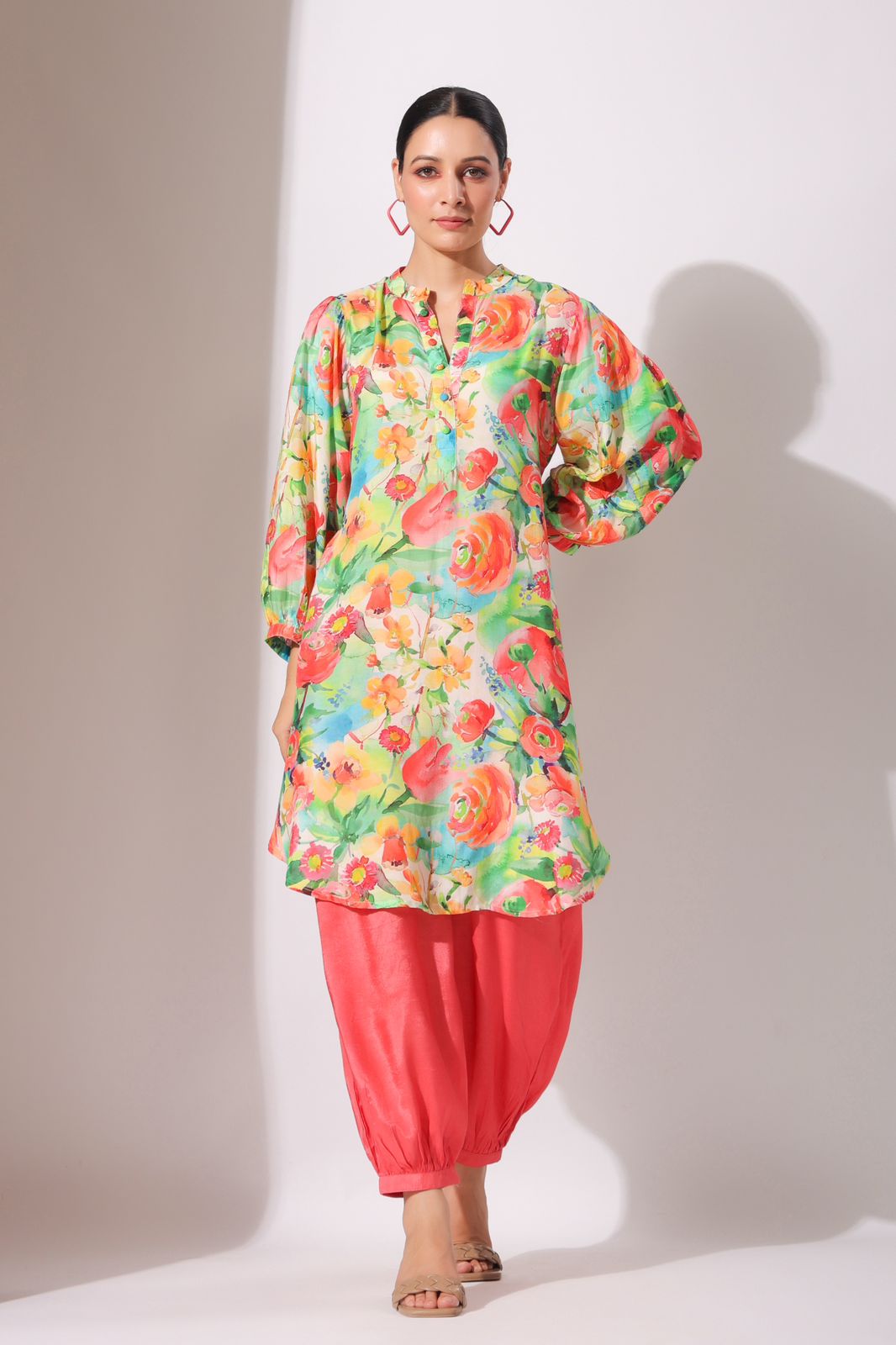 Rasvitha Floral Garden Pink Muslin Co-ord Set