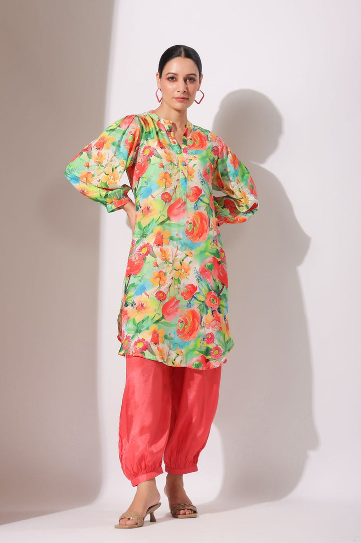 Rasvitha Floral Garden Pink Muslin Co-ord Set