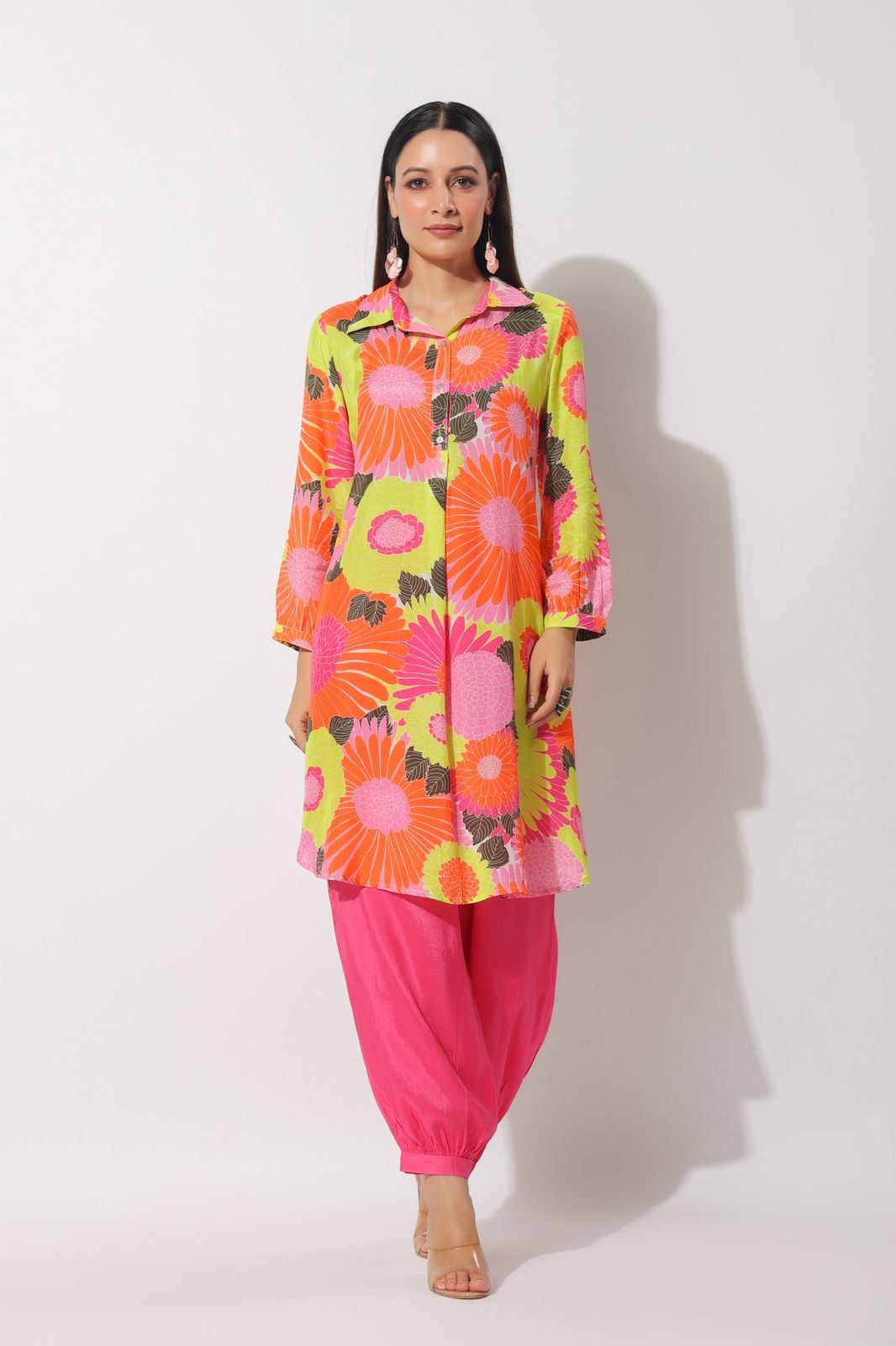 Rasvitha Orange Floral Muslin Co-ord Set