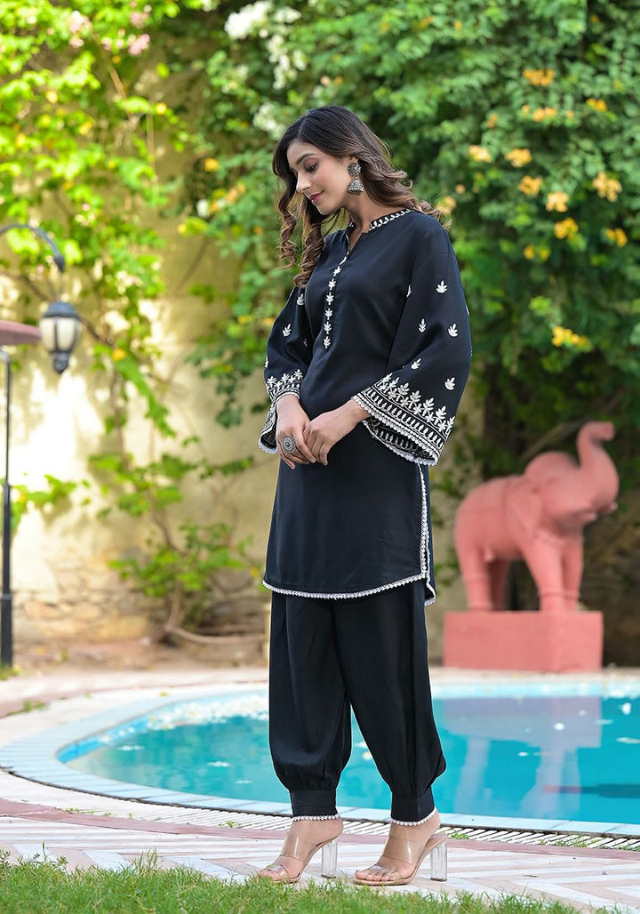 Ursula Black Embroidery Kurta Pant Set