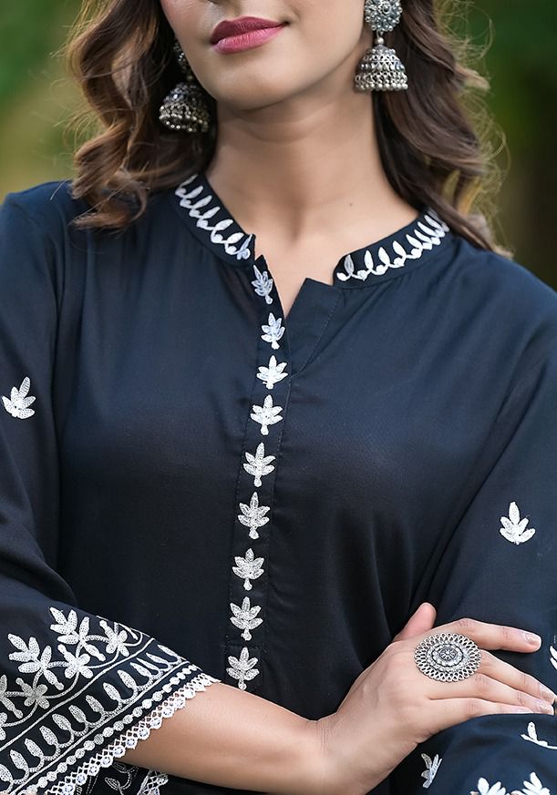 Ursula Black Embroidery Kurta Pant Set