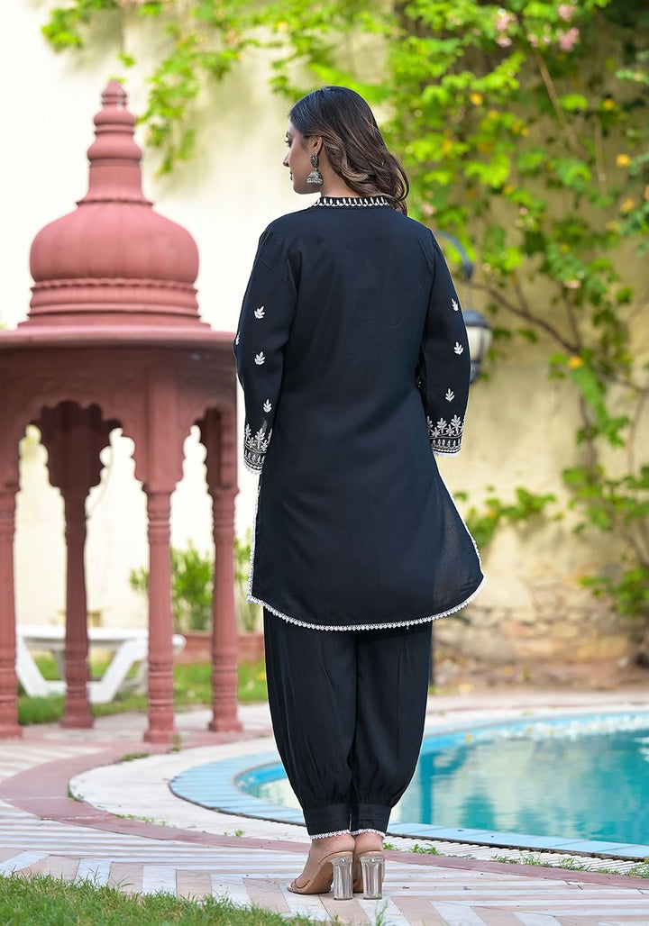 Ursula Black Embroidery Kurta Pant Set