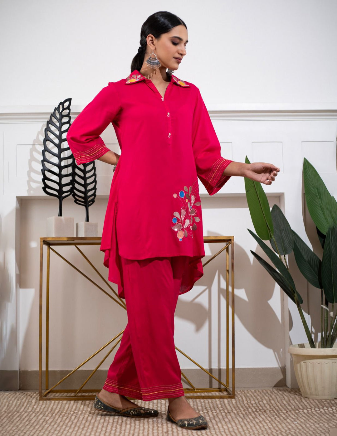 Ursula Pink Embroidery Kurta Pant Set