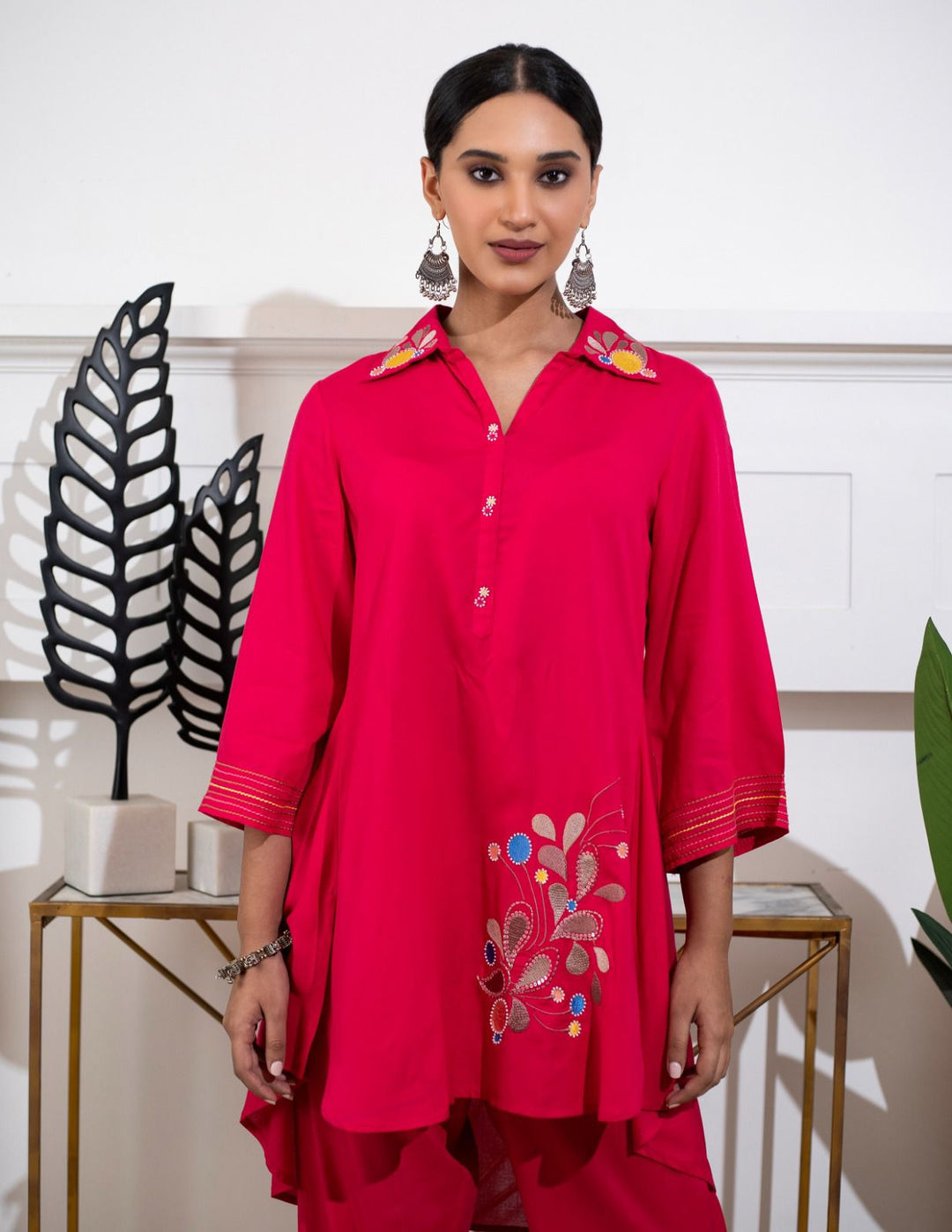 Ursula Pink Embroidery Kurta Pant Set