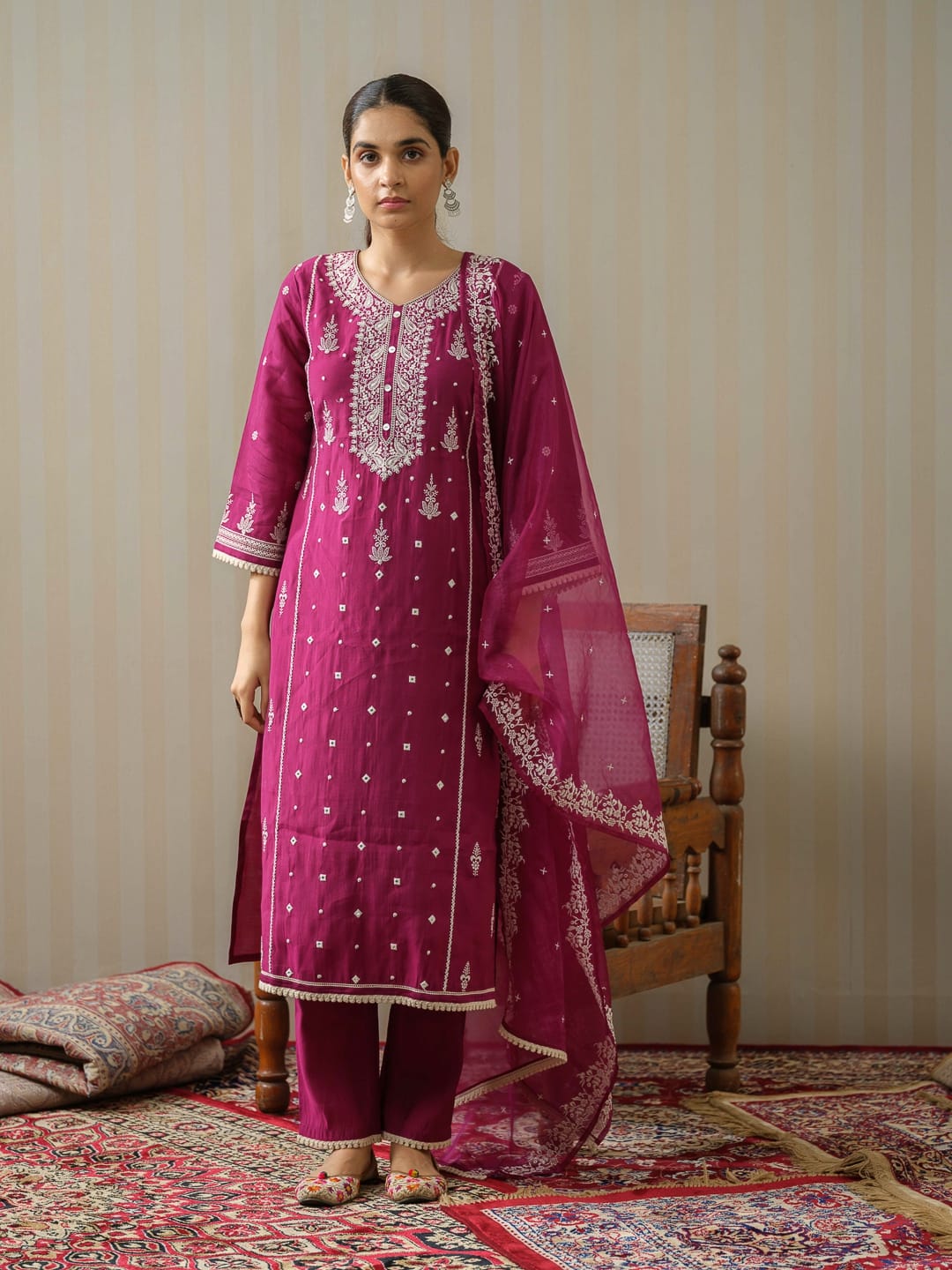 Apsara PLUM Embroidery Pakistani Suit Set
