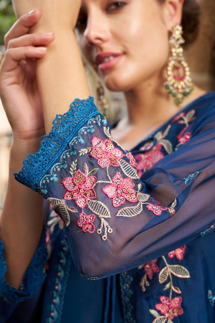 SIREESHA AZURE EMBROIDERY DESIGNER ORGANZA JACKET SET