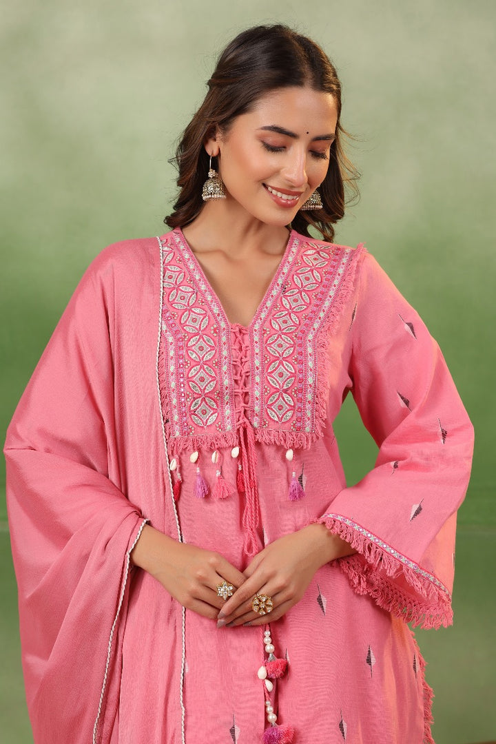 SURUCHI PINK COTTON SUIT SET