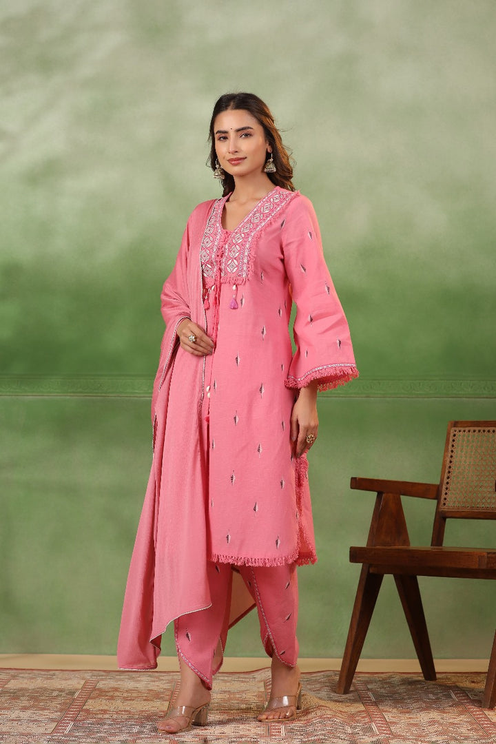 SURUCHI PINK COTTON SUIT SET