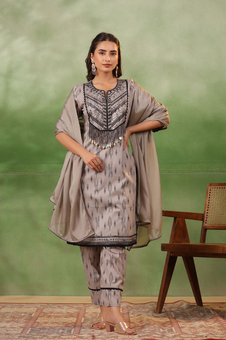 Poonam Cloud Tassel Cotton Suit Set