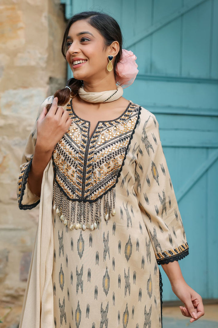 Poonam Subtle Tassel Cotton Suit Set