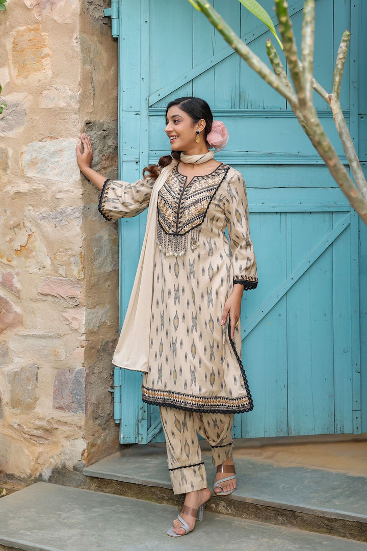 Poonam Subtle Tassel Cotton Suit Set