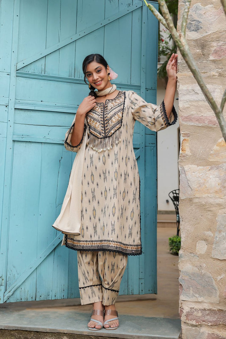 Poonam Subtle Tassel Cotton Suit Set